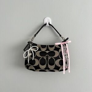 Y2K Coach Kristin Black Signature Print Canvas Shoulder Bag with free Charms